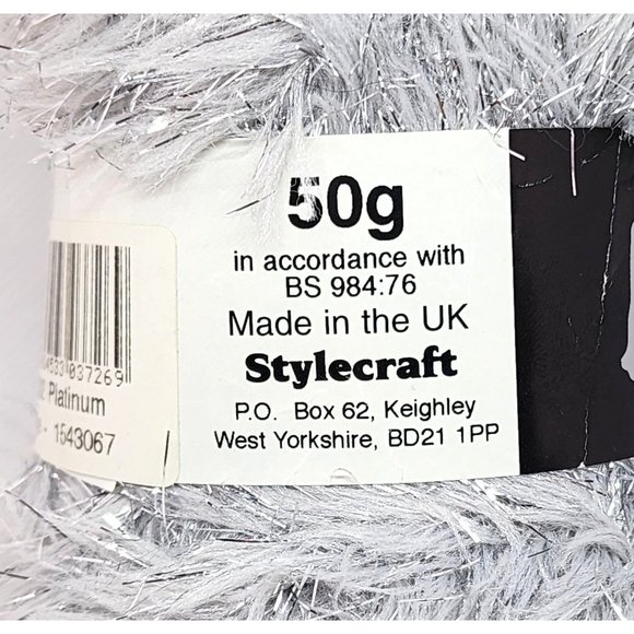 Stylecraft Eskimo Double Knitting 50g Platinum Dye 5502 Metalized Polyester Yarn - Picture 6 of 15